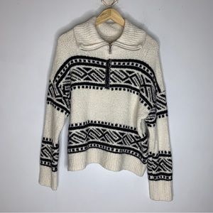 Joie Cream and Black Cowl Neck Sweater